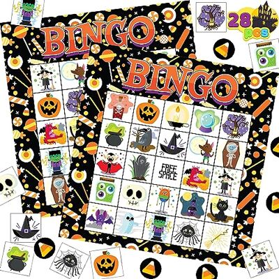 JOYIN 28 peças de cartão de jogo de bingo de Halloween para a escola, atividades familiares, lembrança de festa de Halloween, artesanato para sala de aula, material escolar, jogos de mesa JOYIN 28 peças de cartão de jogo de bingo de Halloween para a escola, atividades familiares, lembrança de festa de Halloween, artesanato para sala de aula, material escolar, jogos de mesa
