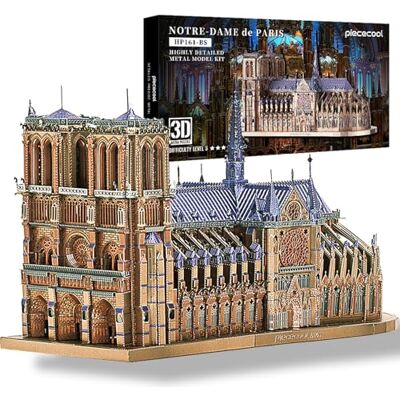 Piececool Metal Puzzle 3D Notre Dame de Paris, edifícios famosos maquetas para construir adultos, puzzles 3D maquetas para montar, aço inoxidável maqueta metal, lembranças, coleção, 382 peças Piececool Metal Puzzle 3D Notre Dame de Paris, edifícios famosos maquetas para construir adultos, puzzles 3D maquetas para montar, aço inoxidável maqueta metal, lembranças, coleção, 382 peças