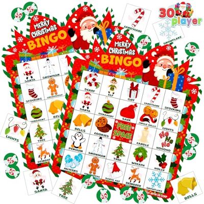 JOYIN Cartões de bingo de Natal para 28 jogadores (5 x 5) para atividades familiares de crianças, jogos de cartas de festa, jogos de sala de aula escolar, suprimentos de festa da Turquia. JOYIN Cartões de bingo de Natal para 28 jogadores (5 x 5) para atividades familiares de crianças, jogos de cartas de festa, jogos de sala de aula escolar, suprimentos de festa da Turquia.