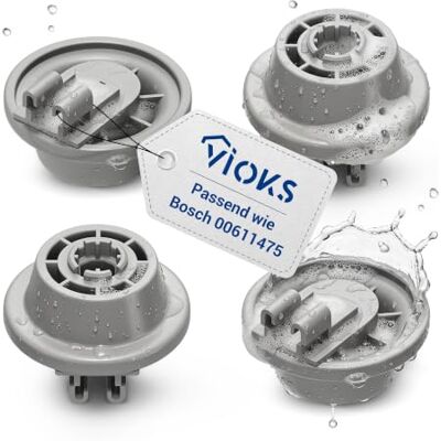 VIOKS Conjunto de 4 rodas de cesto para máquina de lavar louça Bosch 00611475 Siemens 611475 Küppersbusch 436718 com suporte para cesto inferior para máquina de lavar louça VIOKS Conjunto de 4 rodas de cesto para máquina de lavar louça Bosch 00611475 Siemens 611475 Küppersbusch 436718 com suporte para cesto inferior para máquina de lavar louça