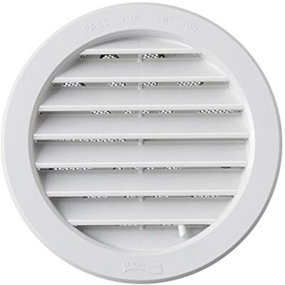 La Ventilazione , Grelha de ventilação de plástico redonda embutida, diâmetro interno 121 mm, externo 150 mm, Branco La Ventilazione , Grelha de ventilação de plástico redonda embutida, diâmetro interno 121 mm, externo 150 mm, Branco