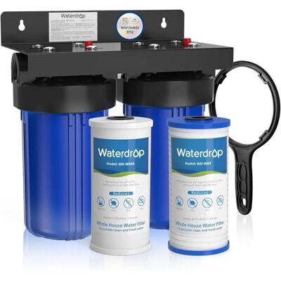 Waterdrop Sistema de filtragem de água para toda a casa, com filtro de carbono e sedimentos, filtragem em 5 etapas, reduz o chumbo, cloro, odor e sabor, 5 micróbios WD-WHF21-PG Reduce Plomo, Cloro y Mal Sabor, Filtración de 2 Etapas de 5 Micras, con Fil Waterdrop Sistema de filtragem de água para toda a casa, com filtro de carbono e sedimentos, filtragem em 5 etapas, reduz o chumbo, cloro, odor e sabor, 5 micróbios WD-WHF21-PG Reduce Plomo, Cloro y Mal Sabor, Filtración de 2 Etapas de 5 Micras, con Fil