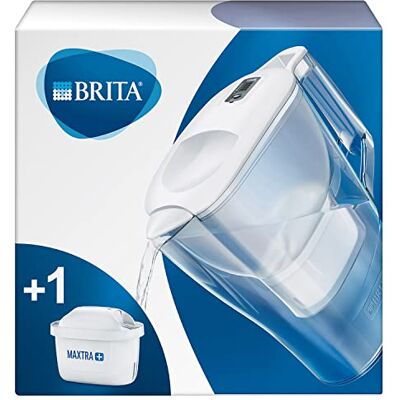 Brita Aluna branca Jarra de água filtrada com 1 cartucho MAXTRA+, Filtro que reduz o calcário e o cloro, para um sabor ótimo, Cor Branco, 2,4 litros Brita Aluna branca Jarra de água filtrada com 1 cartucho MAXTRA+, Filtro que reduz o calcário e o cloro, para um sabor ótimo, Cor Branco, 2,4 litros