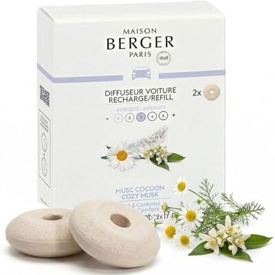 MAISON BERGER Peças sobresselentes difusor de carro Musc Cocoon, pacote de Recarga de cerâmica em pó para difusor de aroma de carro, difusão passiva de aprox. 4-6 Meses MAISON BERGER Peças sobresselentes difusor de carro Musc Cocoon, pacote de Recarga de cerâmica em pó para difusor de aroma de carro, difusão passiva de aprox. 4-6 Meses