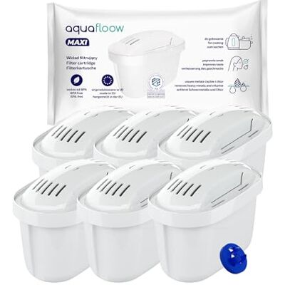 Aquafloow Cartuchos de filtro de água de 6 peças para jarro de filtro de água cartuchos de filtro compatíveis com Dafi Unimax Aquaphor A5 Brita Maxtra+ Philips AWP212/10 redução de calcário Aquafloow Cartuchos de filtro de água de 6 peças para jarro de filtro de água cartuchos de filtro compatíveis com Dafi Unimax Aquaphor A5 Brita Maxtra+ Philips AWP212/10 redução de calcário