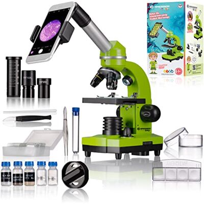 Bresser Microscópio para estudantes Biolux Sel com suporte para smartphone, acessórios ricos e sistema de zoom barlow para crianças, iniciantes e adultos, cor verde Bresser Microscópio para estudantes Biolux Sel com suporte para smartphone, acessórios ricos e sistema de zoom barlow para crianças, iniciantes e adultos, cor verde