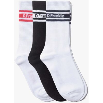 Calcetines Mujer D.Franklin - Calcetines Hombre D.Franklin - DF 3 Stripes Socks 3 Pack Basic - Comodidad y Resistencia - Confort y Estilo Calcetines Mujer D.Franklin - Calcetines Hombre D.Franklin - DF 3 Stripes Socks 3 Pack Basic - Comodidad y Resistencia - Confort y Estilo