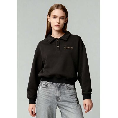 Sudadera Sin Capucha de Mujer Con Cuello Redondo - D.Franklin - Sweatshirt sem capuz – D.Franklin – Cropped Polo Sweatshirt Anthracite - Tamanho M - C Sudadera Sin Capucha de Mujer Con Cuello Redondo - D.Franklin - Sweatshirt sem capuz – D.Franklin – Cropped Polo Sweatshirt Anthracite - Tamanho M - C
