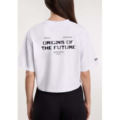 Camiseta de Manga Corta Mujer - D.Franklin - T-shirt de manga curta para mulher – D.Franklin – Origins Cropped T-Shirt White / Black - Tamanho L - Cor Camiseta de Manga Corta Mujer - D.Franklin - T-shirt de manga curta para mulher – D.Franklin – Origins Cropped T-Shirt White / Black - Tamanho L - Cor