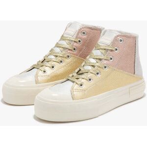Tênis com Desconto de Mulher - D.Franklin – Tamanho 36 - One Way Patchwork High Gold - Gold Tênis com Desconto de Mulher - D.Franklin – Tamanho 36 - One Way Patchwork High Gold - Gold