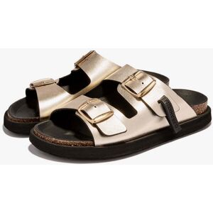 Sandálias de Couro Confortáveis D.Franklin - Chinelos D.Franklin – Vibe Sandals Buckle Met Platinum - Feitas em Espanha Sandálias de Couro Confortáveis D.Franklin - Chinelos D.Franklin – Vibe Sandals Buckle Met Platinum - Feitas em Espanha