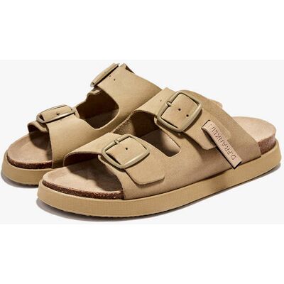 Sandálias de Couro Confortáveis D.Franklin - Chinelos D.Franklin – Vibe Sandals Buckle Suede Sand - Feitas em Espanha Sandálias de Couro Confortáveis D.Franklin - Chinelos D.Franklin – Vibe Sandals Buckle Suede Sand - Feitas em Espanha