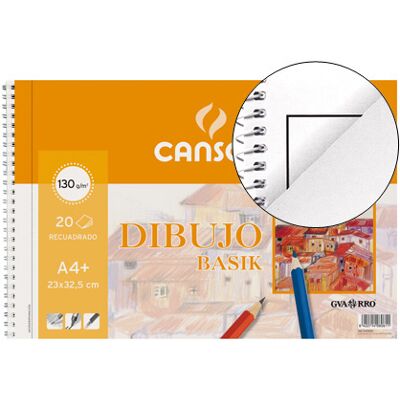 Bloco Desenho Canson Basik A4+ Espiral 20F Microp.-2 Furos c/ Esquadria Bloco Desenho Canson Basik A4+ Espiral 20F Microp.-2 Furos c/ Esquadria
