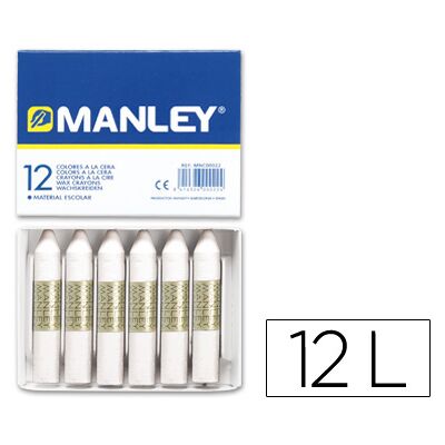 Lápis de Cera Manley 12 Unidades Branco Lápis de Cera Manley 12 Unidades Branco