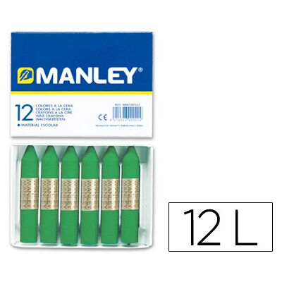 Lápis de Cera Manley Unicolor Verde Primavera N.25 Caixa de 12 Unidades Lápis de Cera Manley Unicolor Verde Primavera N.25 Caixa de 12 Unidades