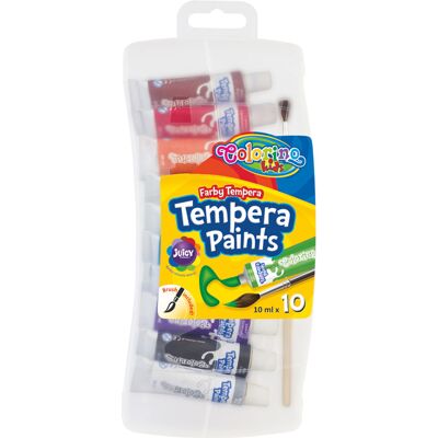 Tubo Tinta Tempera 10 ml com Pincel 10 Cores - COLORINO Tubo Tinta Tempera 10 ml com Pincel 10 Cores - COLORINO