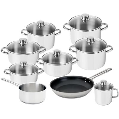 Conjunto de Cozinha Low Cost Essential Glass em Aço Inoxidável (9 Peças) - SILAMPOS Conjunto de Cozinha Low Cost Essential Glass em Aço Inoxidável (9 Peças) - SILAMPOS