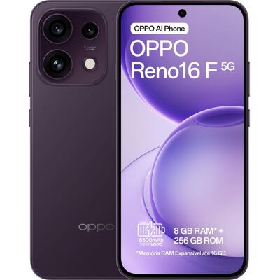 Smartphone Oppo Reno 16 F 5G 6.57" 8GB/256GB Dual SIM (Preto Crepúsculo) Smartphone Oppo Reno 16 F 5G 6.57" 8GB/256GB Dual SIM (Preto Crepúsculo)