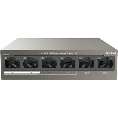 Switch PoE 6P Gigabit 10/100Mbps TEF1106P-4-63W - TENDA Switch PoE 6P Gigabit 10/100Mbps TEF1106P-4-63W - TENDA