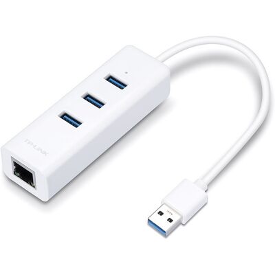 Placa de Rede Externa (RJ45) USB3.0 c/ HUB 3x USB3.0 Fêmea - TP-LINK Placa de Rede Externa (RJ45) USB3.0 c/ HUB 3x USB3.0 Fêmea - TP-LINK