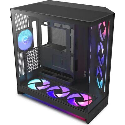 Caixa Extended-ATX H9 Flow RGB+ (2025) Tempered Glass + Hub (Preto) - NZXT Caixa Extended-ATX H9 Flow RGB+ (2025) Tempered Glass + Hub (Preto) - NZXT