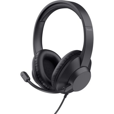 Auscultadores Headset Ayda Max c/ Fios USB (Preto) - TRUST Auscultadores Headset Ayda Max c/ Fios USB (Preto) - TRUST