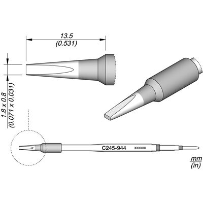 Ponta de soldar JBC C245 1.8mm - Para T245 Ponta de soldar JBC C245 1.8mm - Para T245