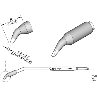 Ponta p/ Cinzel Curvado 1.2 x 0.7mm p/ AL250 e AP250 - JBC Ponta p/ Cinzel Curvado 1.2 x 0.7mm p/ AL250 e AP250 - JBC