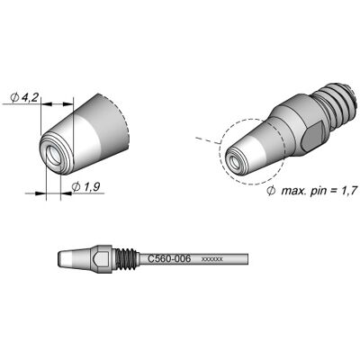 Bico Dessoldar p/ Dessoldador DR560 (4,2 x 1,9mm) - JBC Bico Dessoldar p/ Dessoldador DR560 (4,2 x 1,9mm) - JBC