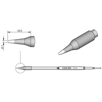 Ponta p/ Utensilio de Mão T245 (Ø1mm) - JBC Ponta p/ Utensilio de Mão T245 (Ø1mm) - JBC