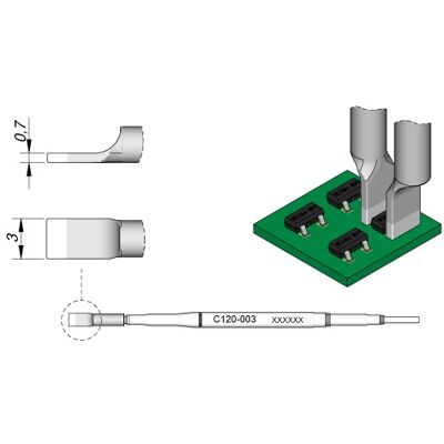 Ponta p/ Micro Pinças PA120-A (Ø 0,3mm) - JBC Ponta p/ Micro Pinças PA120-A (Ø 0,3mm) - JBC