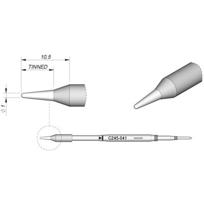 JBC Tools C245041 Ponta de soldar - Redonda, Reta - 1.0mm - 11mm - Ponta de soldar JBC Tools C245041 Ponta de soldar - Redonda, Reta - 1.0mm - 11mm - Ponta de soldar