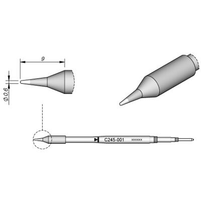 Ponta p/ Utensilio de Mão T245-PA (Ø 0,6mm) - JBC Ponta p/ Utensilio de Mão T245-PA (Ø 0,6mm) - JBC