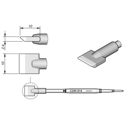 Ponta p/ Utensilio de Mão T245-PA (10 x 2,4mm) - JBC Ponta p/ Utensilio de Mão T245-PA (10 x 2,4mm) - JBC