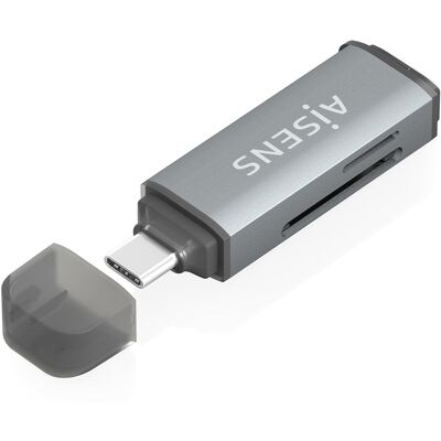 Leitor de Cartões USB-C SD/Micro SD/MMC/RS-MMC/Micro MMC (Cinza) - AISENS Leitor de Cartões USB-C SD/Micro SD/MMC/RS-MMC/Micro MMC (Cinza) - AISENS