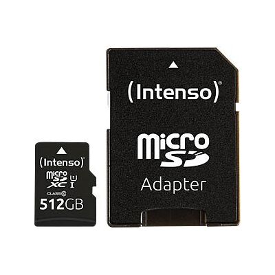 Cartão de Memória 512GB UHS-I Performance + Adaptador - INTENSO Cartão de Memória 512GB UHS-I Performance + Adaptador - INTENSO