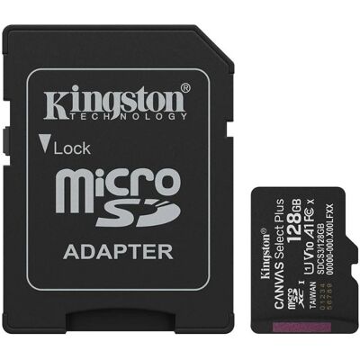 Cartão de Memória Canvas Select Plus Gen3 128GB MicroSDXC UHS-I Classe 10 + Adaptador - KINGSTON Cartão de Memória Canvas Select Plus Gen3 128GB MicroSDXC UHS-I Classe 10 + Adaptador - KINGSTON