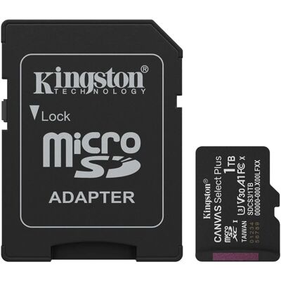 Cartão de Memória Canvas Select Plus Gen3 1TB MicroSDXC UHS-I Classe 10 + Adaptador - KINGSTON Cartão de Memória Canvas Select Plus Gen3 1TB MicroSDXC UHS-I Classe 10 + Adaptador - KINGSTON