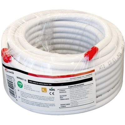 Bobine Cabo Coaxial RG6 Cobre Ø6,8mm Branco (10 mts) - NIMO Bobine Cabo Coaxial RG6 Cobre Ø6,8mm Branco (10 mts) - NIMO