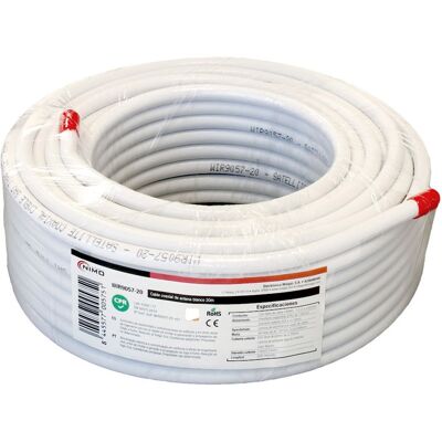 Bobine Cabo Coaxial RG6 Cobre Ø6,8mm Branco (20 mts) - NIMO Bobine Cabo Coaxial RG6 Cobre Ø6,8mm Branco (20 mts) - NIMO