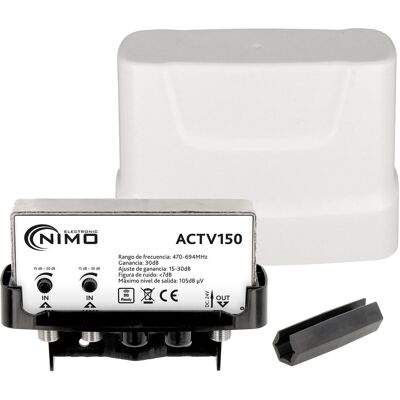 Amplificador de Mastro 2 Entradas / 1 Saída UHF c/ Filtro 5G LTE - NIMO Amplificador de Mastro 2 Entradas / 1 Saída UHF c/ Filtro 5G LTE - NIMO