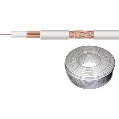 Bobine Cabo Coaxial RG6 Cobre Ø7mm Branco (100 mts) - NIMO Bobine Cabo Coaxial RG6 Cobre Ø7mm Branco (100 mts) - NIMO