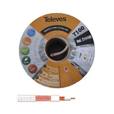 Bobine Cabo Coaxial Cobre ITED4 Ø6mm Brc (100 mts) - TELEVES Bobine Cabo Coaxial Cobre ITED4 Ø6mm Brc (100 mts) - TELEVES