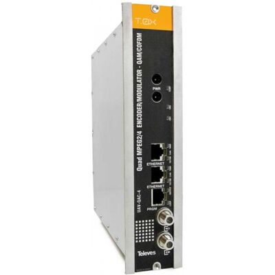 Encoder 4E A/V CVBS - MPEG2/4 + Modulador COFDM/QAM Quad 4C:1MUX - TELEVES Encoder 4E A/V CVBS - MPEG2/4 + Modulador COFDM/QAM Quad 4C:1MUX - TELEVES
