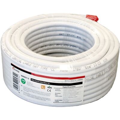 Bobine Cabo Coaxial RG6 Cobre Ø6,8mm Branco (15 mts) - NIMO Bobine Cabo Coaxial RG6 Cobre Ø6,8mm Branco (15 mts) - NIMO