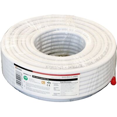 Bobine Cabo Coaxial RG6 Cobre Ø6,8mm Branco (25 mts) - NIMO Bobine Cabo Coaxial RG6 Cobre Ø6,8mm Branco (25 mts) - NIMO