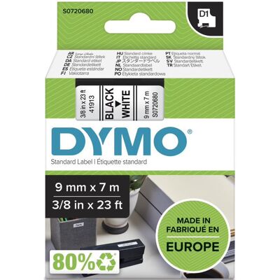 Fita Preto Sobre Branco (7 mts/0,9cm) - DYMO Fita Preto Sobre Branco (7 mts/0,9cm) - DYMO