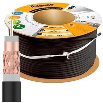 Cabo coaxial Televes T100PLUS - 100m Preto Cabo coaxial Televes T100PLUS - 100m Preto