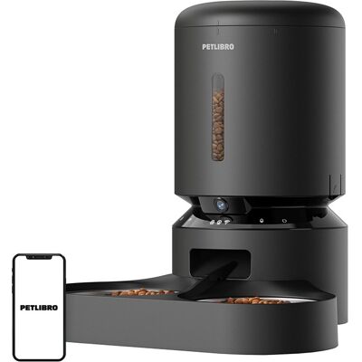 Dispensador de Comida Inteligente Granary 5L c/ 2 Taças e Câmara (Preto) - PETLIBRO Dispensador de Comida Inteligente Granary 5L c/ 2 Taças e Câmara (Preto) - PETLIBRO