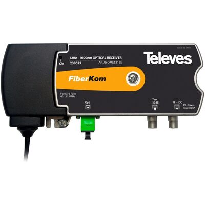 Mini-Receptor Óptico FiberKom c/ Tecnologia OLC 1200...1600nm - TELEVES Mini-Receptor Óptico FiberKom c/ Tecnologia OLC 1200...1600nm - TELEVES